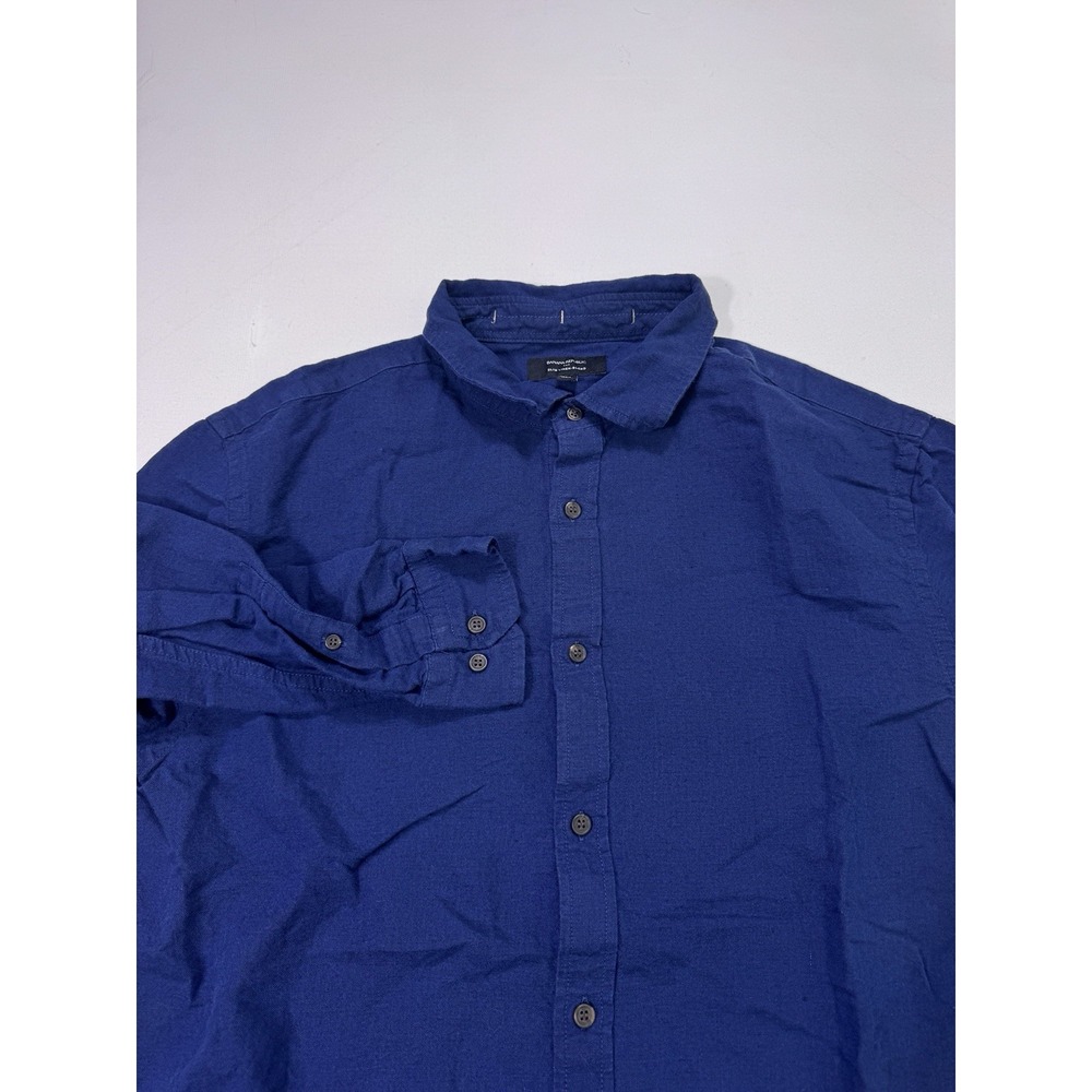 Banana Republic Slim Linen Blend Button Up Shirt Mens XL Blue Casual Lightweight